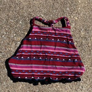 Soah Evan Halter Bikini Top Red Tribal